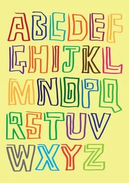 Hand Drawn Continuous Line Alphabets Vector Illustration Illustrazione stock