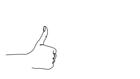 Hand Drawn Continuous Line Art of a Positive Thumbs Up Gesture Stock Footage 297371371