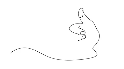 Hand Drawn Continuous Line Art of a Positive Thumbs Up Gesture Stock Footage 297371372