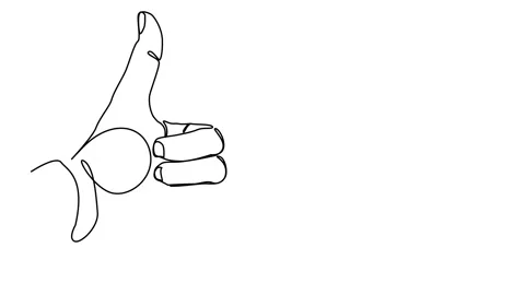 Hand Drawn Continuous Line Art of a Positive Thumbs Up Gesture Stock Footage 297371376