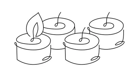 Hand drawn continuous one line four candles vector icon. Christmas advent first Stock Illustration