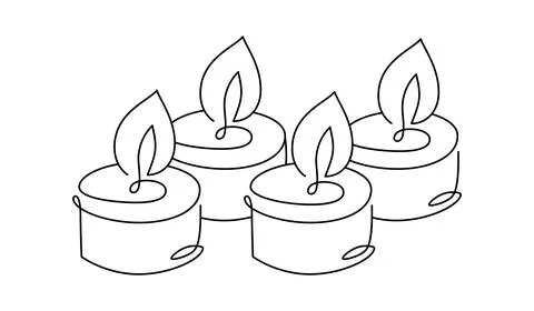 Hand drawn continuous one line four candles vector icon. Christmas advent four Stock-Illustration
