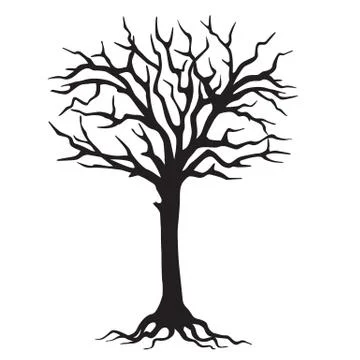 Hand drawn contour of tree Stock Illustration