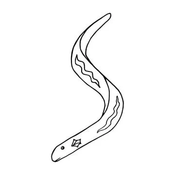 Hand-drawn contour vector eel Stock Illustration