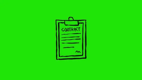 Hand drawn contract list looping animation on green background Stock Footage 340269878