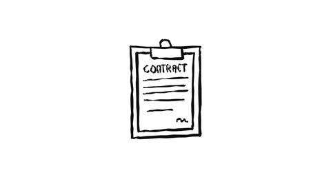 Hand drawn contract list looping animation on white background Stock Footage 340273216
