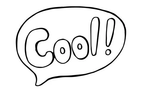 Hand drawn COOL speech bubble doodle on white background 스톡 일러스트