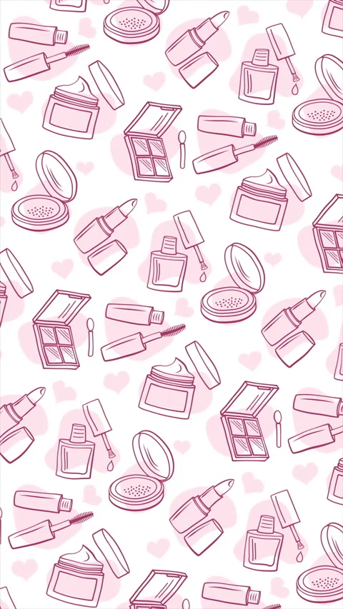 Hand-drawn cosmetic background on a seamless loop Stock Footage 310693372