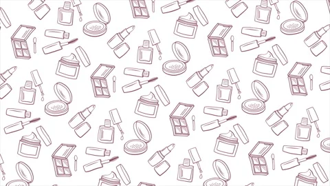 Hand-drawn cosmetic elements background on a seamless loop Stock Footage 304587445