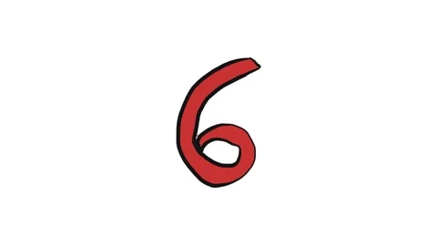 Hand drawn countdown from 10 to 0 with popping red doodle numbers on white Video stock 348588714