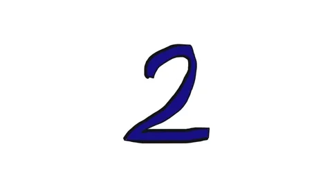 Hand drawn countdown 3 2 1 0 with spinning navy blue doodle numbers on white Video stock 348588715