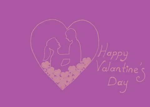 Hand drawn couple and hearts with hand written text illustration. Stock Illustration