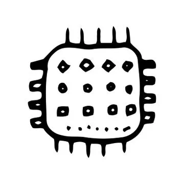 Hand Drawn CPU doodle. Sketch style icon. Decoration element. Isolated on whi Illustrazione stock