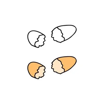 Hand drawn cracked egg shell. Stock Illustration