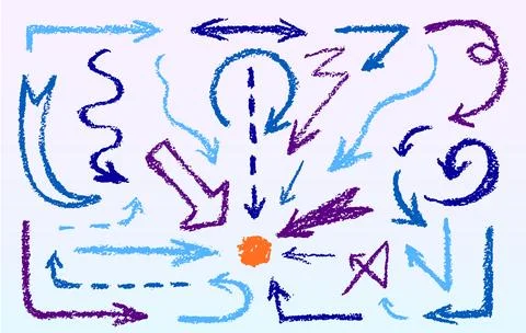 Hand drawn crayon arrow set Stock-Illustration