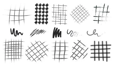 Hand drawn crayon grid set Illustrazione stock