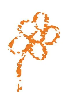Hand-Drawn Crayon Style Flower Vector, Abstract Orange Doodle Illustration Stock Illustration