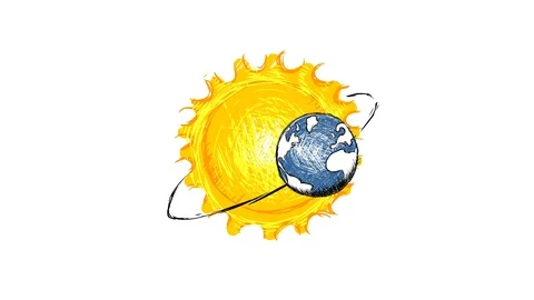 Hand drawn crazy cartoon pulsing sun and earth Stock Footage 112633088