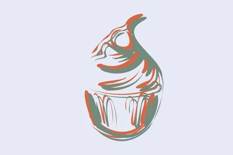 Hand drawn cream cupcake vector. Stock Illustration