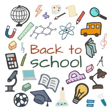 Hand drawn creative design set. Back to school Stock Illustration