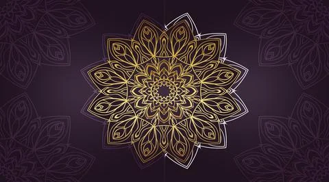 Hand drawn creative golden color with luxury color mandala creative art Stock Illustration