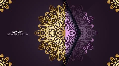 Hand drawn creative gradient luxury color with golden colors mandala Stock Illustration