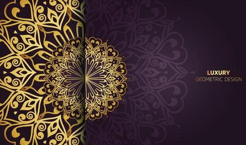 Hand drawn creative unique luxury gradient golden colors mandala background Illustrazione stock