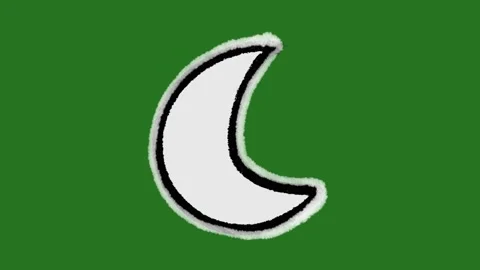 Hand-Drawn Crescent Moon Animation | Night 2D Hand-Drawn Space Motion Asset Stock Footage 332127284
