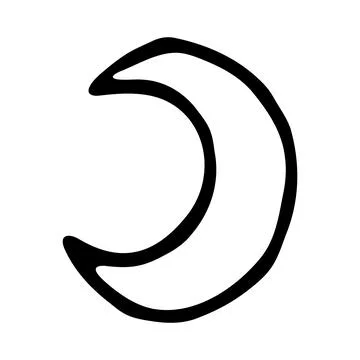 Hand drawn crescent moon shape outline vector doodle celestial sketch space clip 库存插图