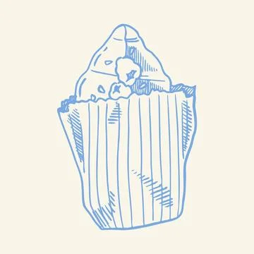 Hand Drawn Croissant in Paper Pack Sketch Vector Illustration for Bakery Logo Illustrazione stock