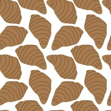 Hand drawn croissant Seamless Pattern Food Post or menu bakery background Stock Illustration