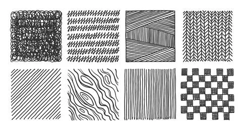 Hand drawn crosshatch patterns with pencil sketch Stock Illustration