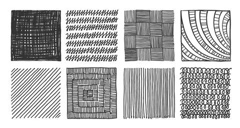 Hand drawn crosshatch patterns with pencil sketch Illustration