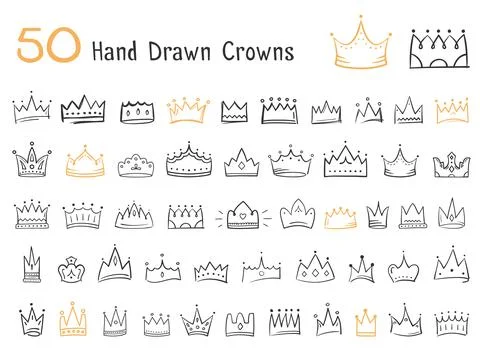 Hand Drawn Crowns Stock Illustration