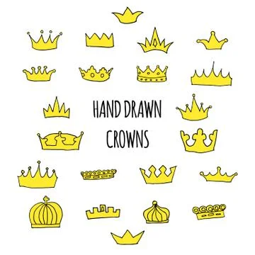 Hand drawn crowns set Illustrazione stock