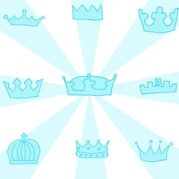 Hand drawn crowns set Illustrazione stock