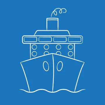 Hand drawn cruise ship in vector format. Stock Illustration