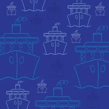 Hand drawn cruise ship in vector format. Stock Illustration