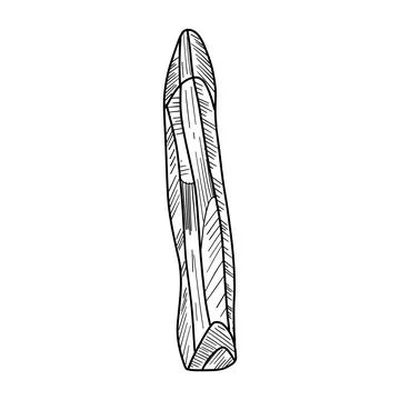Hand-drawn crystal illustration with sharp lines and a monochrome palette Stock Illustration