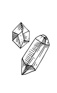 Hand drawn crystals. Romantic decorative isolated elements perfect for gretti Stock Illustration