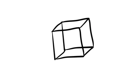 Hand-drawn cube in three-dimensional plane 動画素材 111040119