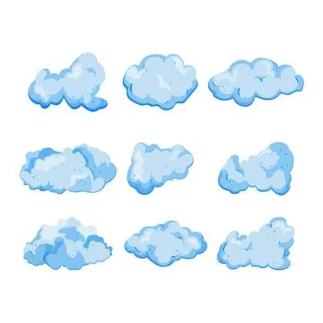 Hand drawn cumulus cloud shapes floating in sky 스톡 일러스트