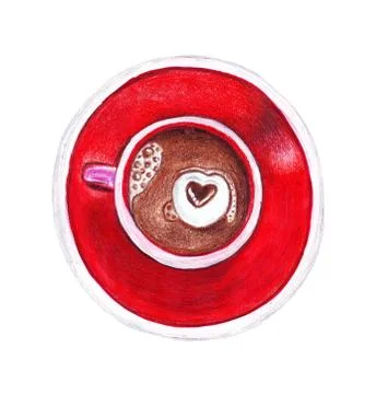 Hand drawn of a cup of coffee decorated Stock Illustration