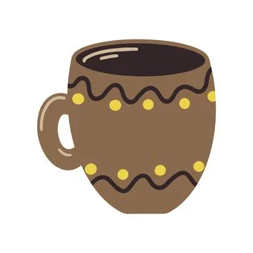 Hand drawn Cup of tea for tea party isolated on white background. Doodle mug of Stock Illustration