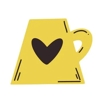 Hand drawn Cup of tea for tea party isolated on white background. Doodle mug of Stock Illustration