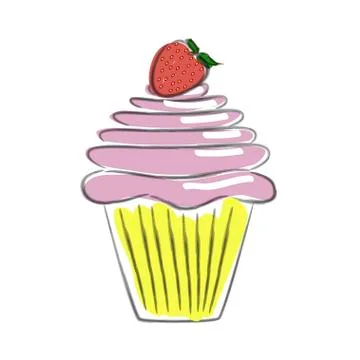 Hand drawn cupcake Stock Illustration
