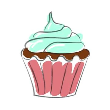 Hand drawn cupcake Stock Illustration