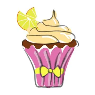 Hand drawn cupcake Stock Illustration