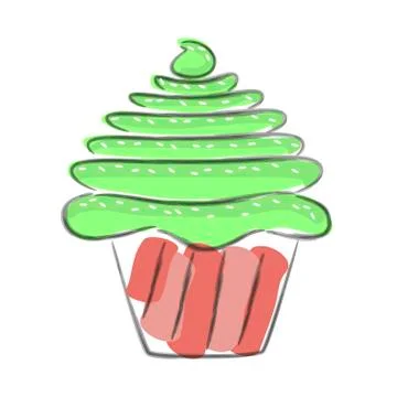 Hand drawn cupcake Stock Illustration