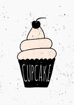 Hand Drawn Cupcake Poster Stock Illustration